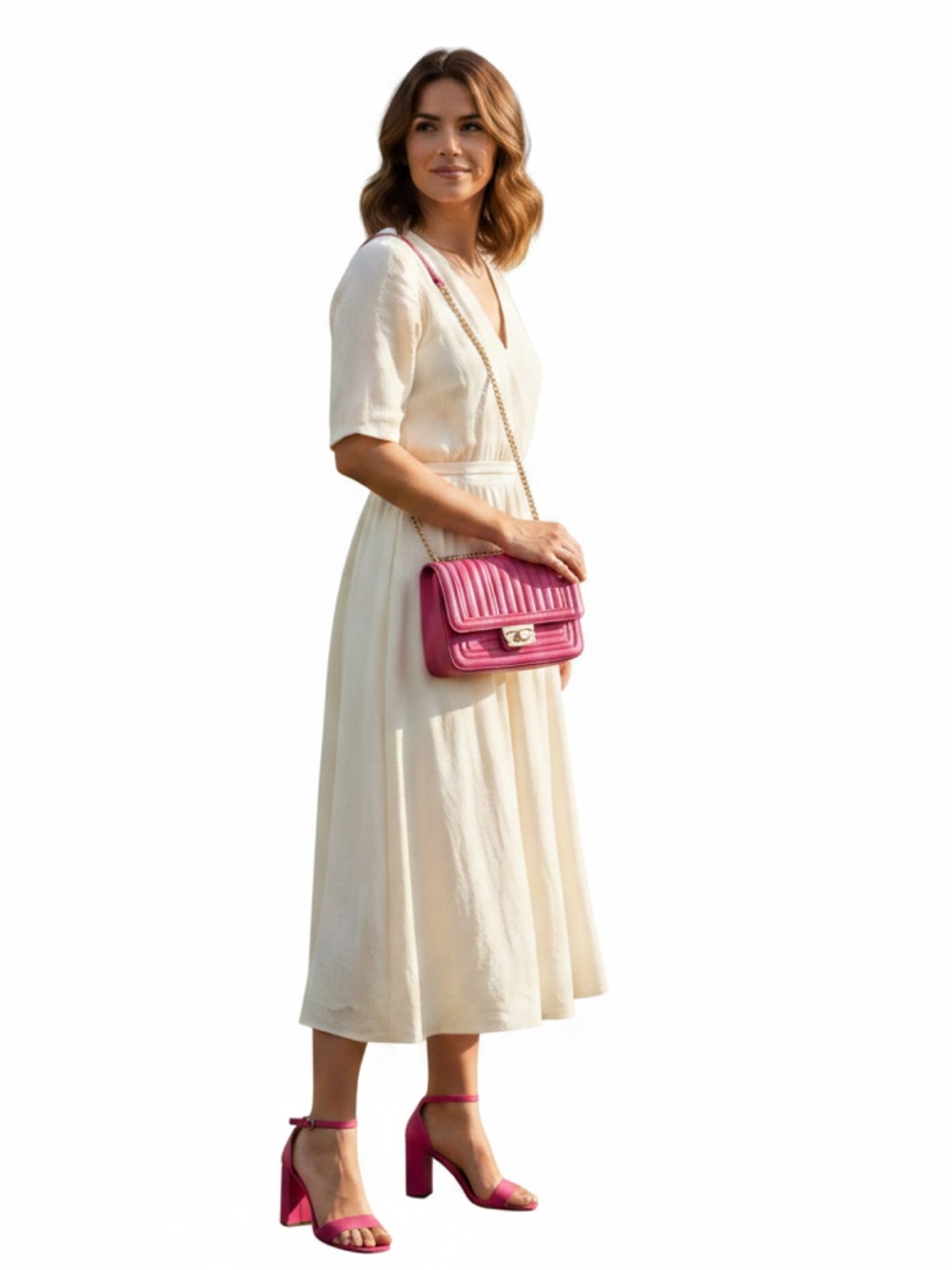 Mellow World Fuchsia Crossbody Bag with Gold Chain Comes With Dust Cover R $50